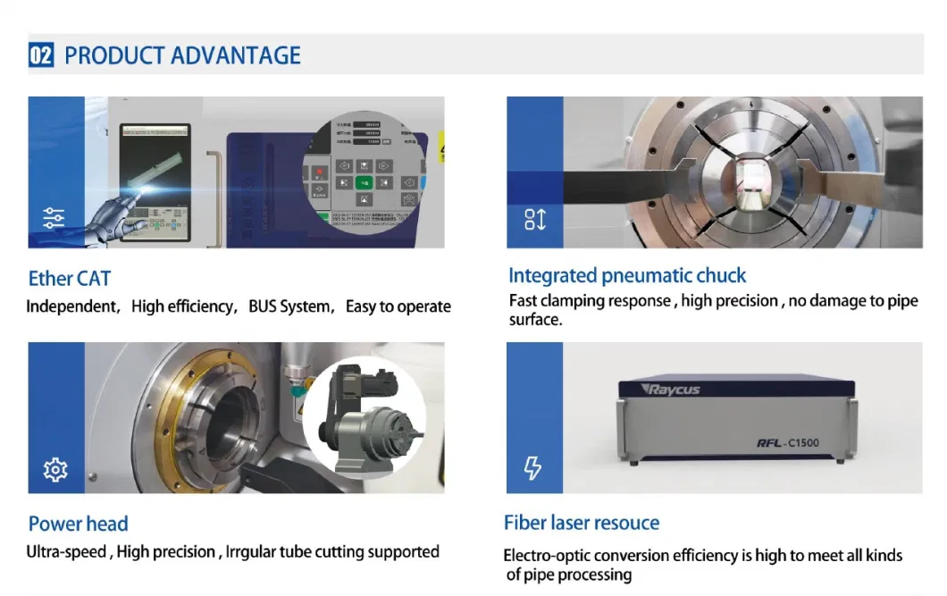 High Power Fiber Laser Pipe Cutting Machine Laser Cut Square Tube Pipe Round Tube Machine with Metal Tube Material for Stainless Steel Tube Iron Carbon Steel