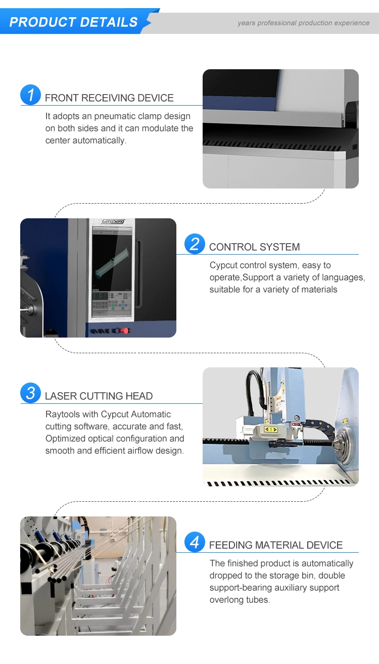 High Power Fiber Laser Pipe Cutting Machine Laser Cut Square Tube Pipe Round Tube Machine with Metal Tube Material for Stainless Steel Tube Iron Carbon Steel